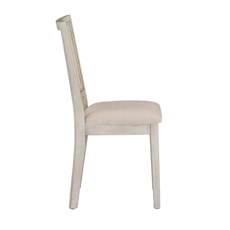 Chaises de salle à manger en lin beige et rotin