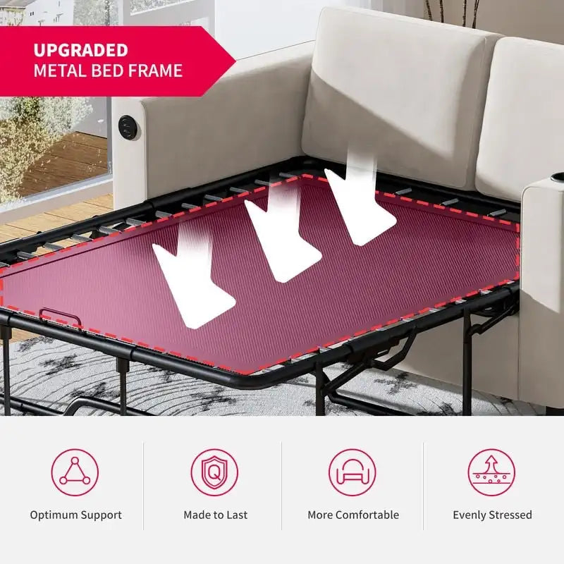 Canapé-lit convertible, canapé-lit avec matelas en mousse à mémoire de forme, porte-gobelet, USB, canapé-lit gigogne