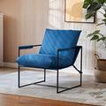 Chaise longue en lin d'intérieur, chaise d'appoint moderne avec deux coussins doux amovibles, chaise de style industriel avec cadre en métal, chaise confortable