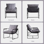 Chaise longue en lin d'intérieur, chaise d'appoint moderne avec deux coussins doux amovibles, chaise de style industriel avec cadre en métal, chaise confortable