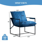 Chaise longue en lin d'intérieur, chaise d'appoint moderne avec deux coussins doux amovibles, chaise de style industriel avec cadre en métal, chaise confortable