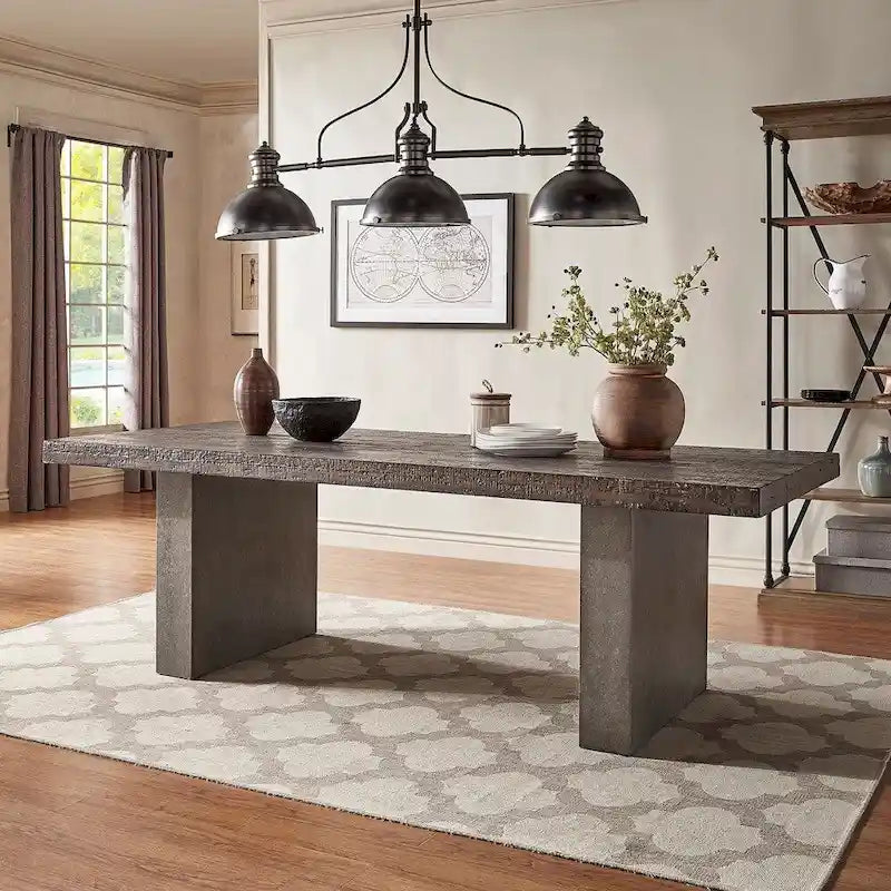 Reclaimed Wood and Concrete Dining Table — Brown