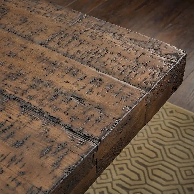 Table à manger en bois recyclé et béton — Marron