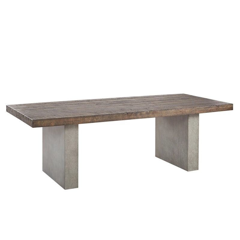 Table à manger en bois recyclé et béton — Marron