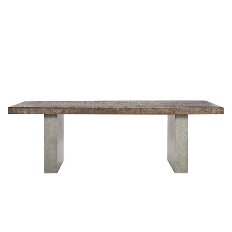 Table à manger en bois recyclé et béton — Marron