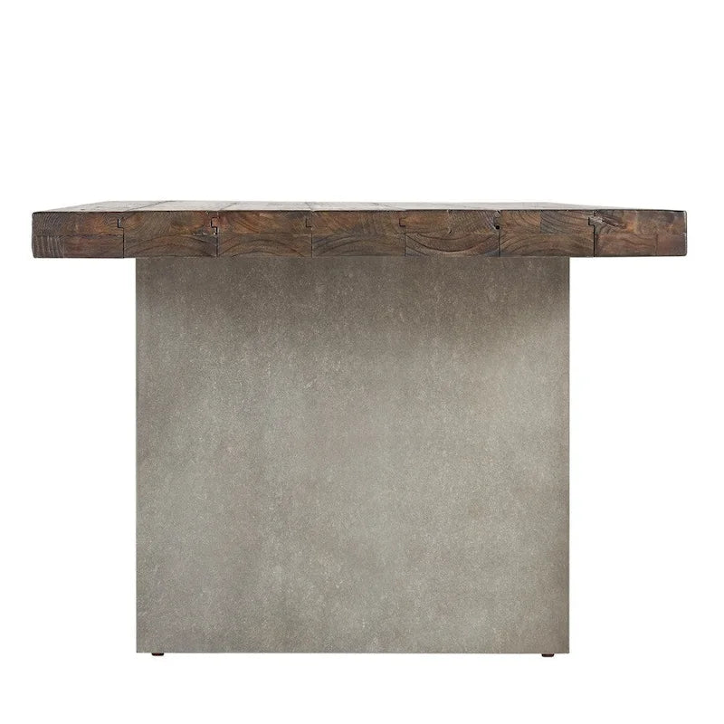 Table à manger en bois recyclé et béton — Marron