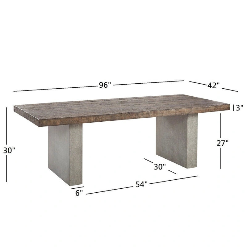 Table à manger en bois recyclé et béton — Marron