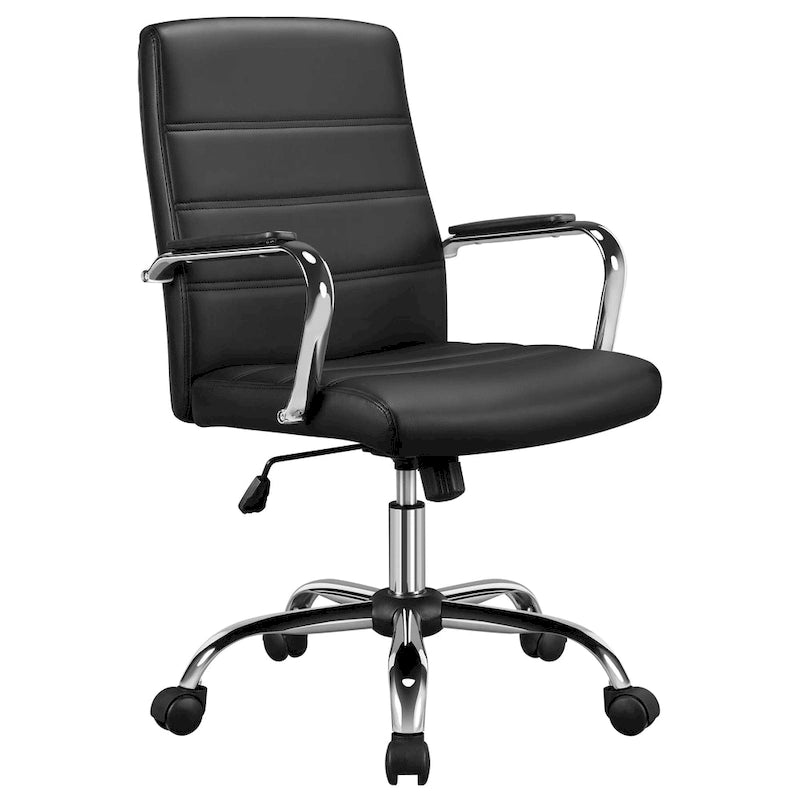 Adjustable Mid-Back Faux Leather Swivel Office Chair