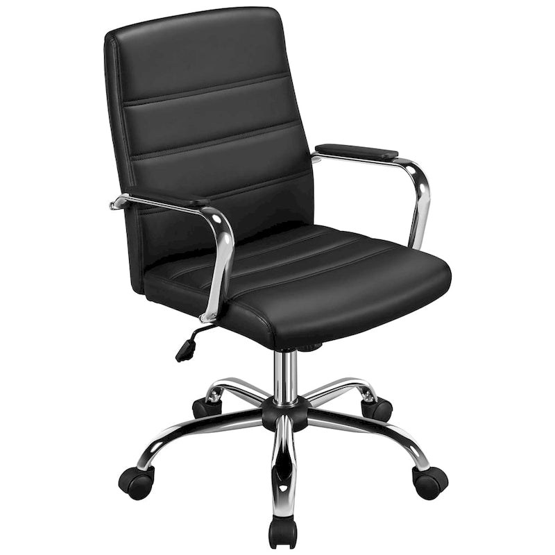 Chaise de bureau pivotante à dossier mi-haut réglable en similicuir