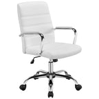 Chaise de bureau pivotante à dossier mi-haut réglable en similicuir