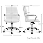 Chaise de bureau pivotante à dossier mi-haut réglable en similicuir