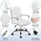 Chaise de bureau pivotante à dossier mi-haut réglable en similicuir