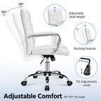 Chaise de bureau pivotante à dossier mi-haut réglable en similicuir
