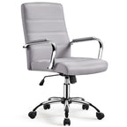 Chaise de bureau pivotante à dossier mi-haut réglable en similicuir
