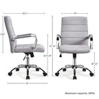 Chaise de bureau pivotante à dossier mi-haut réglable en similicuir