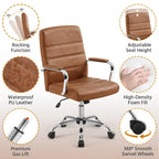 Chaise de bureau pivotante à dossier mi-haut réglable en similicuir