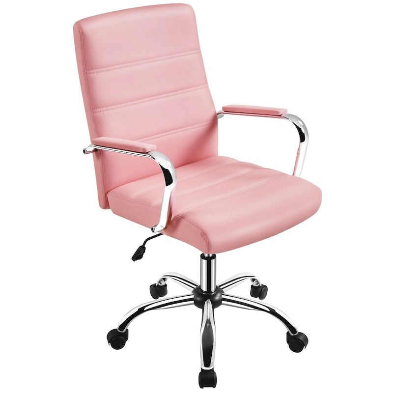 Chaise de bureau pivotante à dossier mi-haut réglable en similicuir
