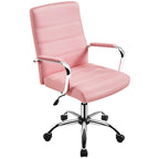 Chaise de bureau pivotante à dossier mi-haut réglable en similicuir