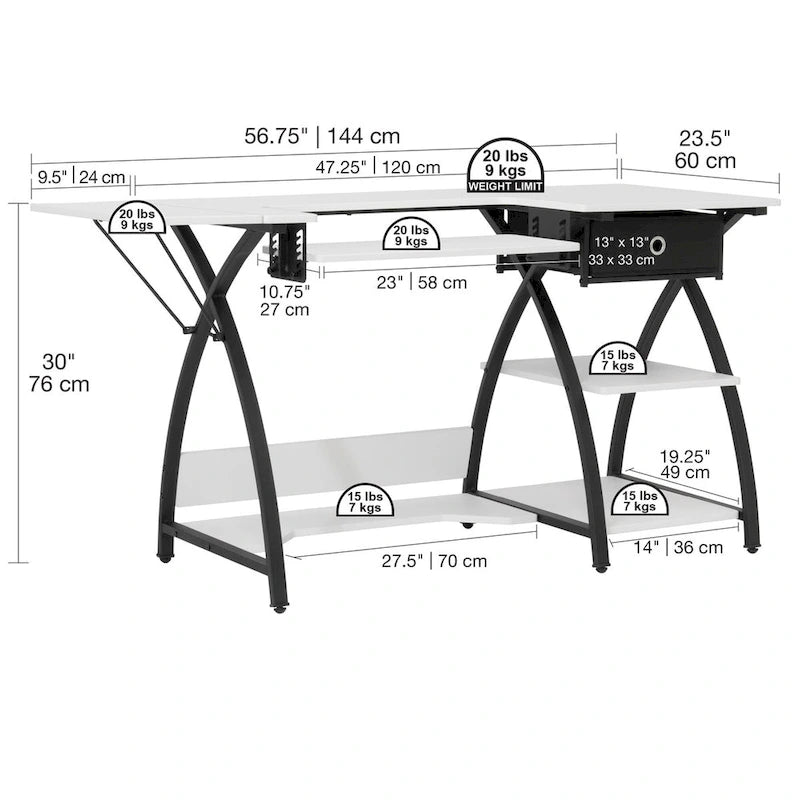 Table de couture avec ou sans grille de découpe intégrée