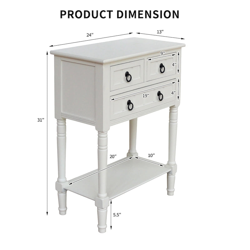 Console Table with 3 Drawers, Sofa Side Table with Bottom Open Storage Shelf, Heavy-Duty Entryway Table for Hallway/Living Room