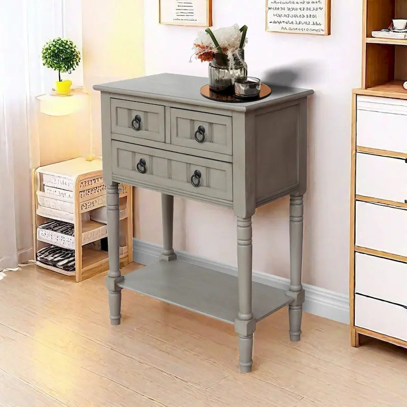 Console Table with 3 Drawers, Sofa Side Table with Bottom Open Storage Shelf, Heavy-Duty Entryway Table for Hallway/Living Room