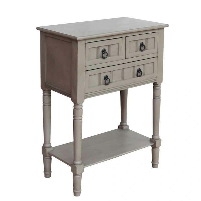 Console avec 3 tiroirs, table d'appoint de canapé avec étagère de rangement inférieure ouverte, table d'entrée robuste pour couloir/salon