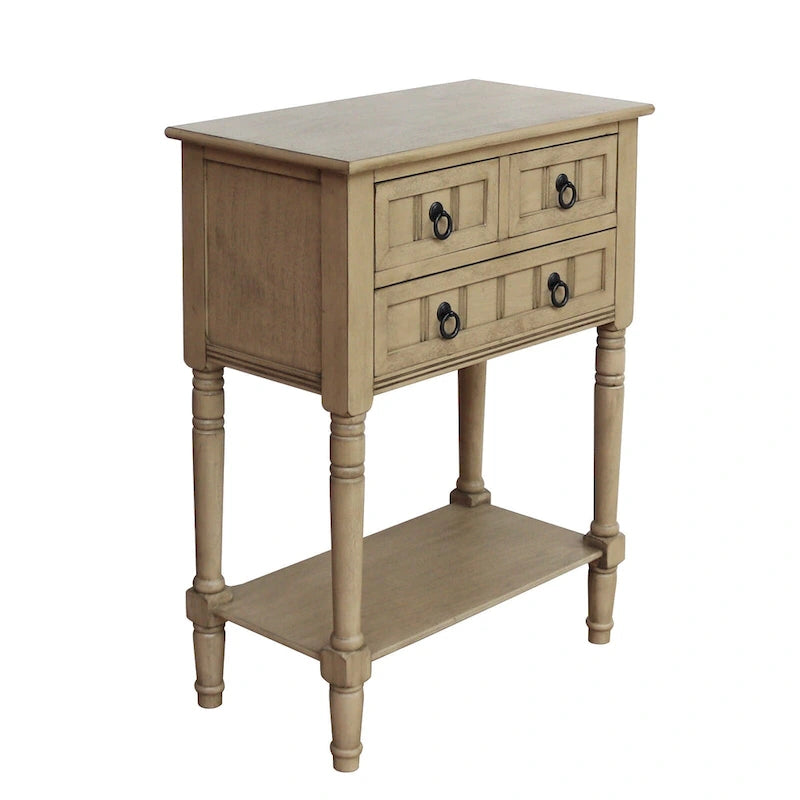 Console avec 3 tiroirs, table d'appoint de canapé avec étagère de rangement inférieure ouverte, table d'entrée robuste pour couloir/salon