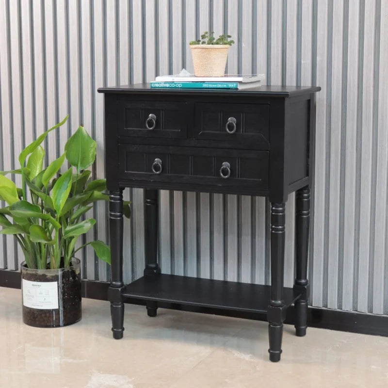 Console avec 3 tiroirs, table d'appoint de canapé avec étagère de rangement inférieure ouverte, table d'entrée robuste pour couloir/salon
