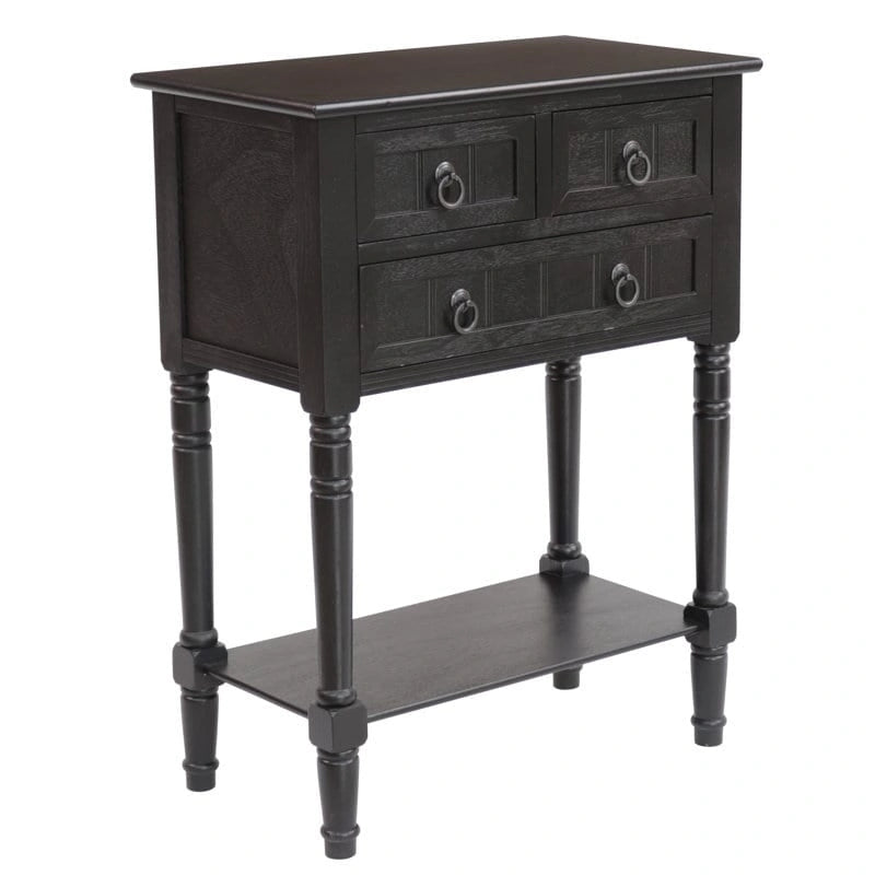 Console avec 3 tiroirs, table d'appoint de canapé avec étagère de rangement inférieure ouverte, table d'entrée robuste pour couloir/salon