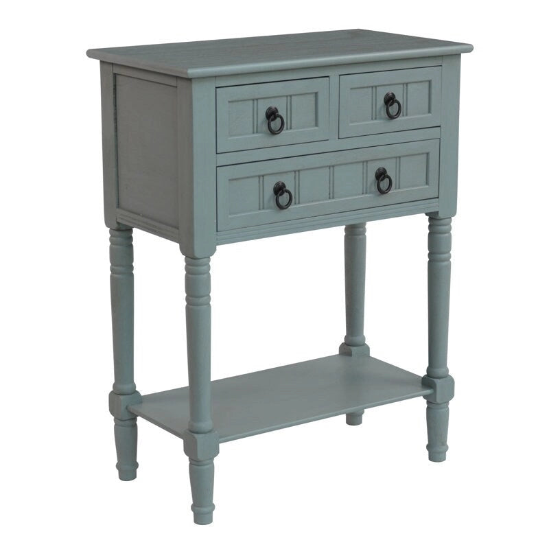 Console avec 3 tiroirs, table d'appoint de canapé avec étagère de rangement inférieure ouverte, table d'entrée robuste pour couloir/salon