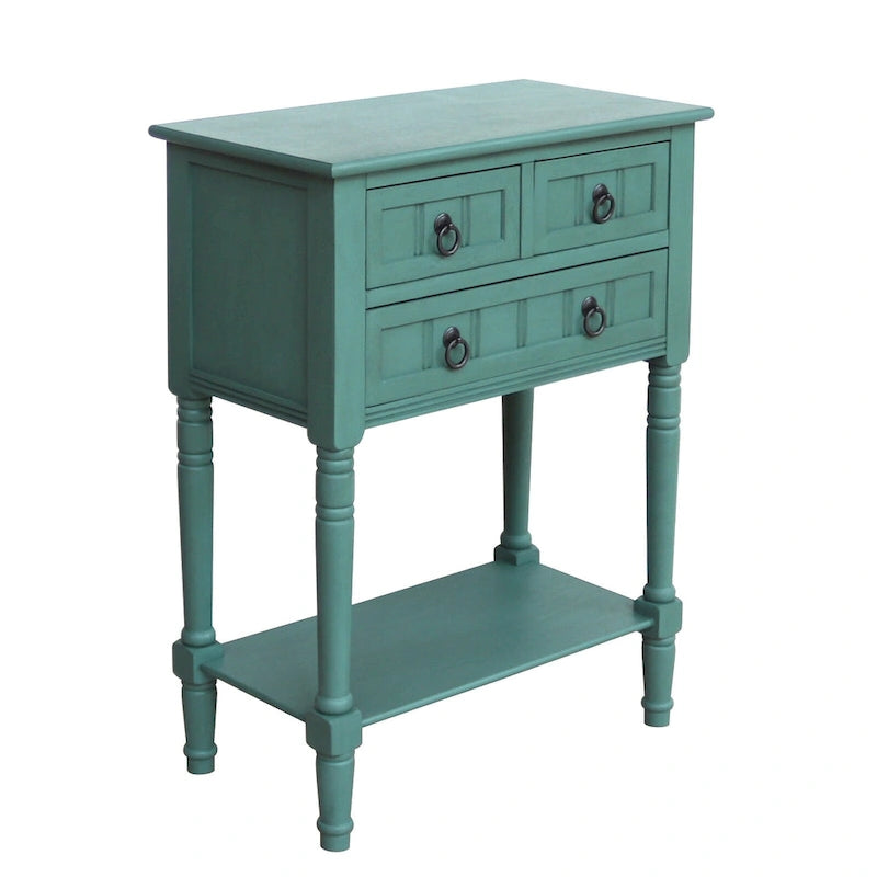 Console avec 3 tiroirs, table d'appoint de canapé avec étagère de rangement inférieure ouverte, table d'entrée robuste pour couloir/salon