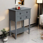 Console avec 3 tiroirs, table d'appoint de canapé avec étagère de rangement inférieure ouverte, table d'entrée robuste pour couloir/salon