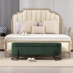 Banc de rangement tressé avec charnières de sécurité, banc d'extrémité pour salon et chambre à coucher