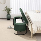 Banc de rangement tressé avec charnières de sécurité, banc d'extrémité pour salon et chambre à coucher