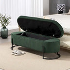 Banc de rangement tressé avec charnières de sécurité, banc d'extrémité pour salon et chambre à coucher
