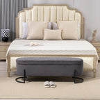 Banc de rangement tressé avec charnières de sécurité, banc d'extrémité pour salon et chambre à coucher
