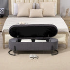 Banc de rangement tressé avec charnières de sécurité, banc d'extrémité pour salon et chambre à coucher