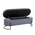 Banc de rangement tressé avec charnières de sécurité, banc d'extrémité pour salon et chambre à coucher
