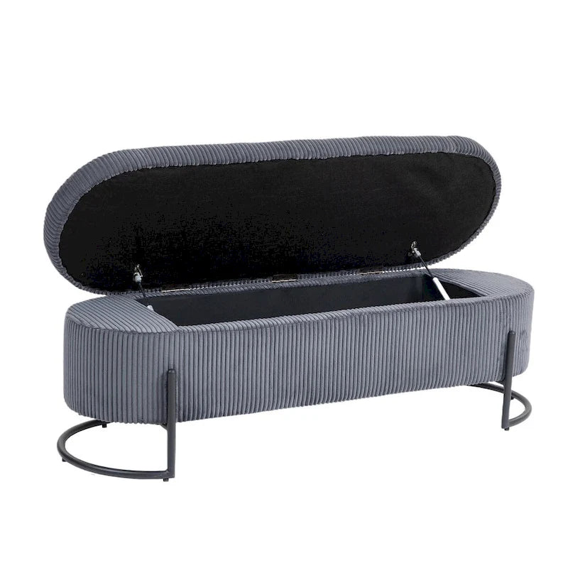 Banc de rangement tressé avec charnières de sécurité, banc d'extrémité pour salon et chambre à coucher
