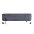 Banc de rangement tressé avec charnières de sécurité, banc d'extrémité pour salon et chambre à coucher