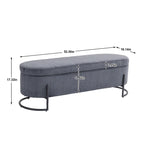Banc de rangement tressé avec charnières de sécurité, banc d'extrémité pour salon et chambre à coucher