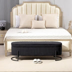 Banc de rangement tressé avec charnières de sécurité, banc d'extrémité pour salon et chambre à coucher