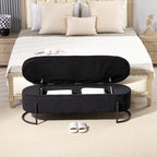 Banc de rangement tressé avec charnières de sécurité, banc d'extrémité pour salon et chambre à coucher