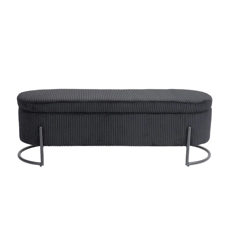 Banc de rangement tressé avec charnières de sécurité, banc d'extrémité pour salon et chambre à coucher
