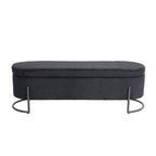 Banc de rangement tressé avec charnières de sécurité, banc d'extrémité pour salon et chambre à coucher