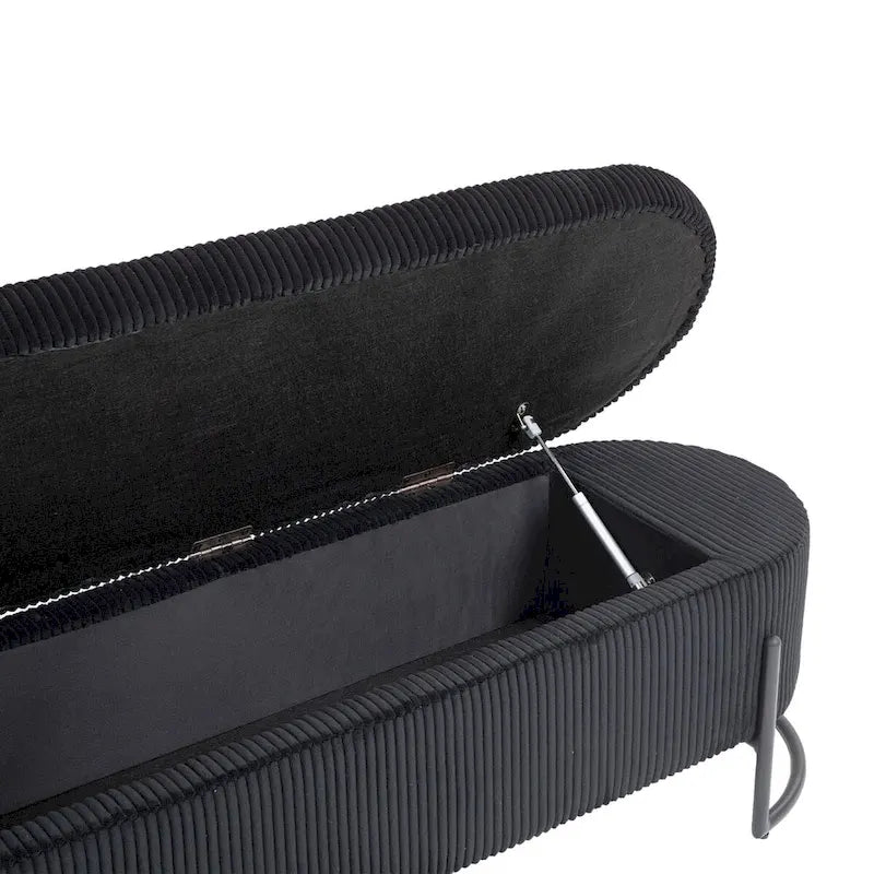 Banc de rangement tressé avec charnières de sécurité, banc d'extrémité pour salon et chambre à coucher