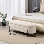 Banc de rangement tressé avec charnières de sécurité, banc d'extrémité pour salon et chambre à coucher