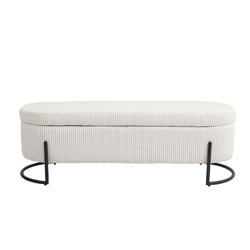 Banc de rangement tressé avec charnières de sécurité, banc d'extrémité pour salon et chambre à coucher