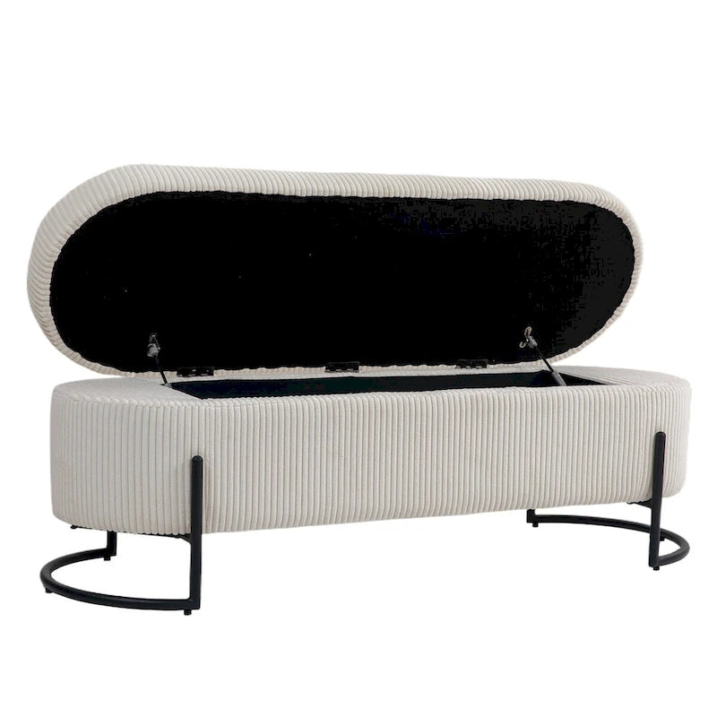 Banc de rangement tressé avec charnières de sécurité, banc d'extrémité pour salon et chambre à coucher
