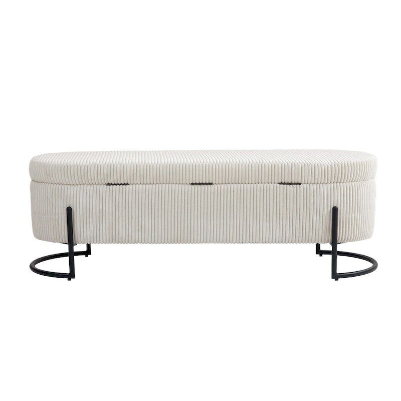 Banc de rangement tressé avec charnières de sécurité, banc d'extrémité pour salon et chambre à coucher